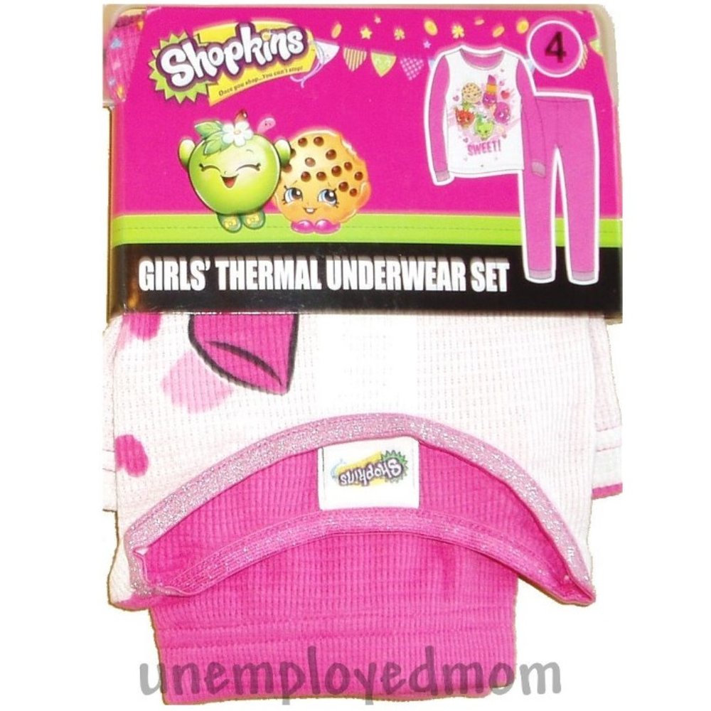Shopkins Girls Thermal Underwear 2 pc Set